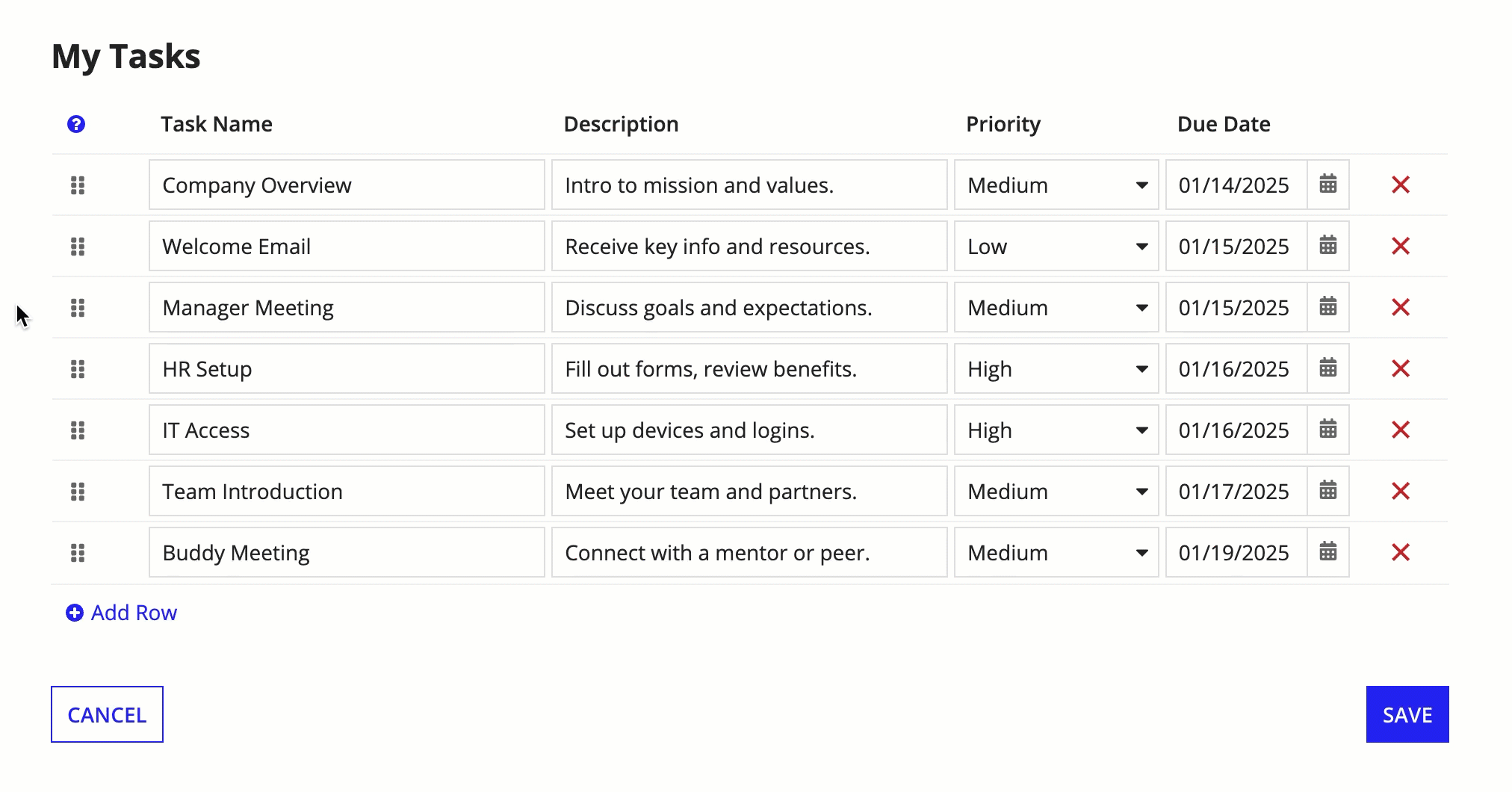 editable grid being reordered