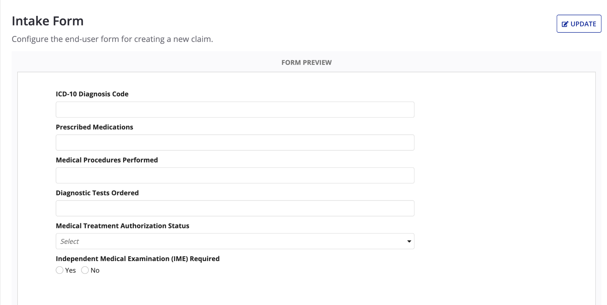 Intake Form Dialog