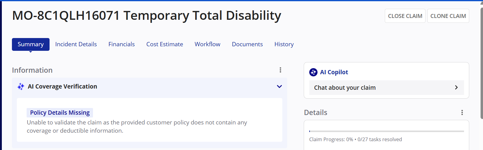 AI re-analysis of coverage after loss description update