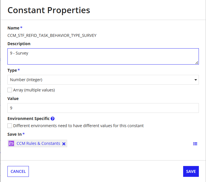 Constant Properties Dialog