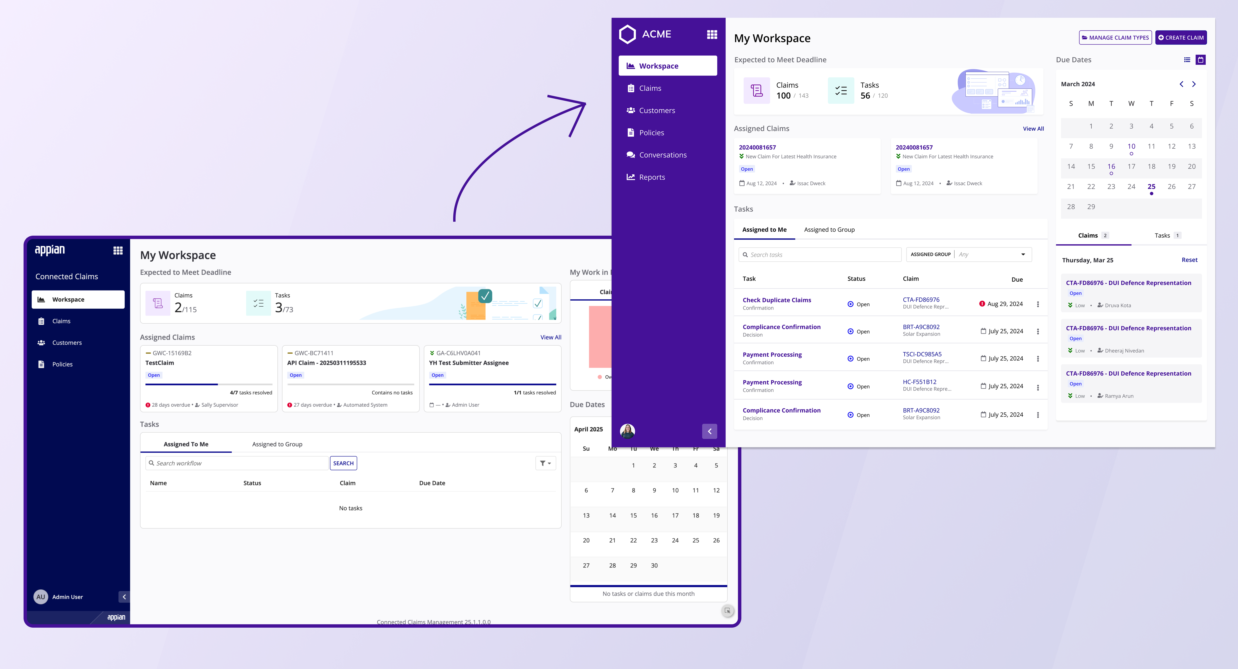 A screenshot of Workspace updated with branding colors