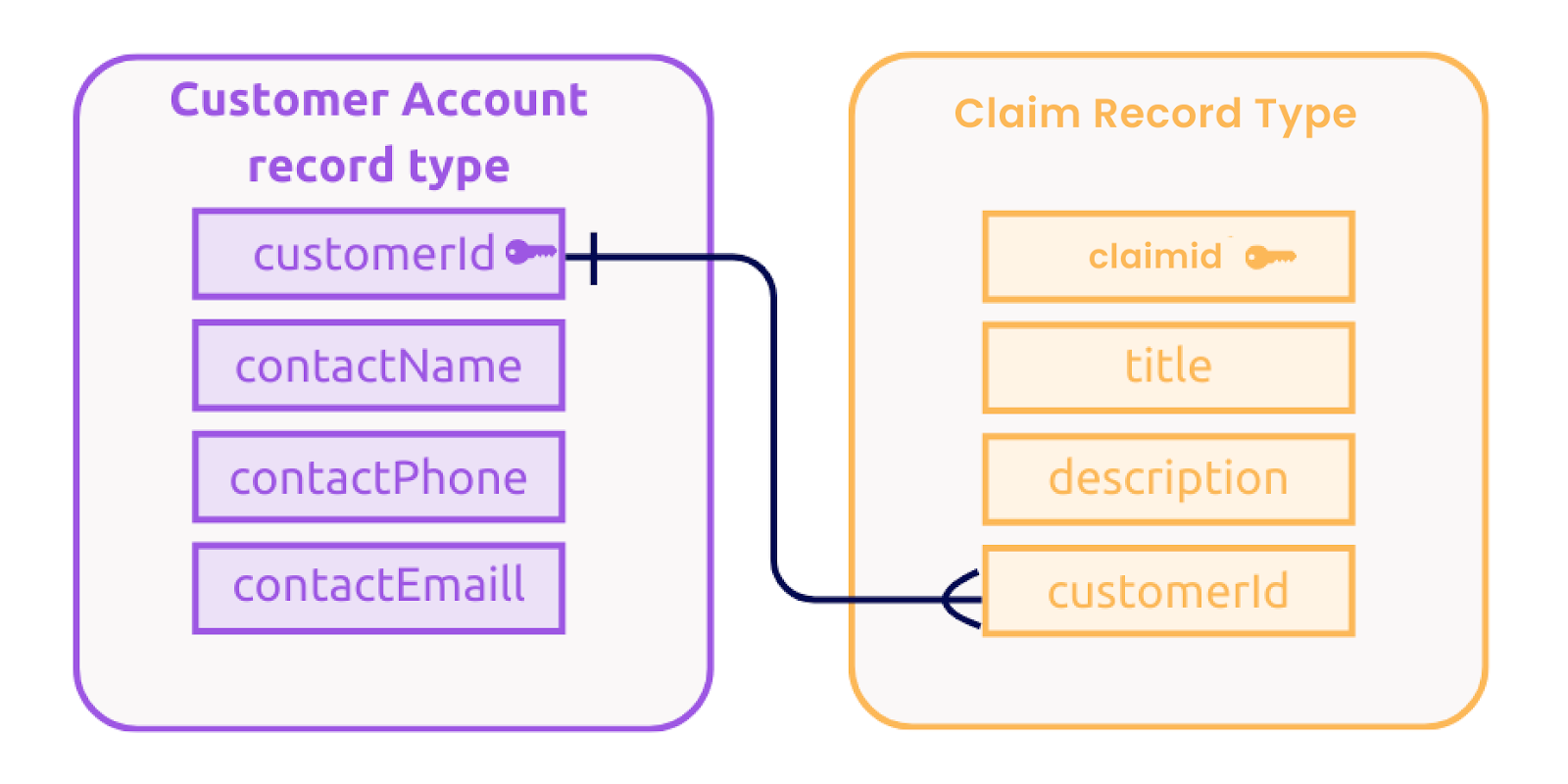 Customer and Claim Record Type Relationship Diagram