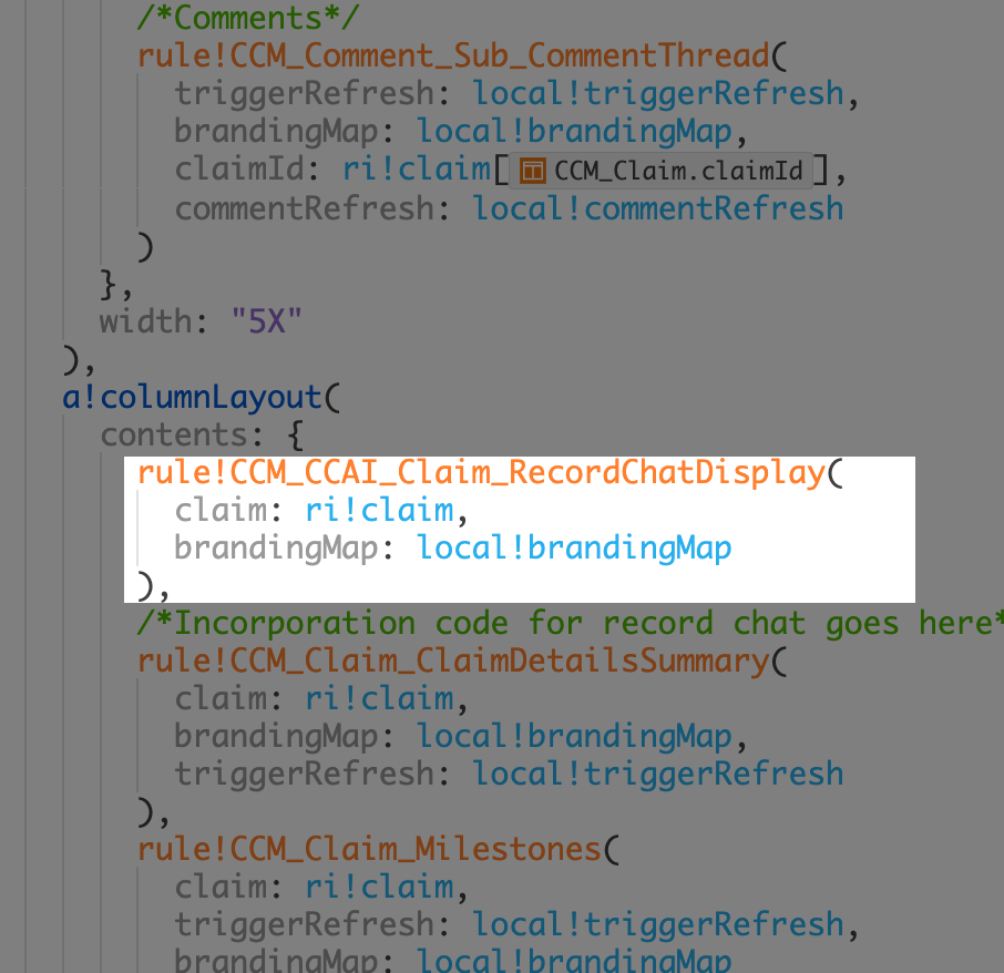 Record Chat display added to the Claim Summary interface