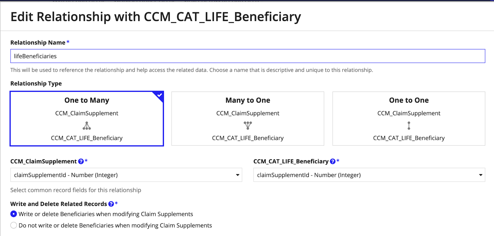 Adding beneficiary relationship to CCM_ClaimSupplement record