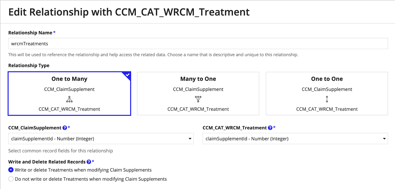 Adding treatment relationship to CCM_ClaimSupplement record