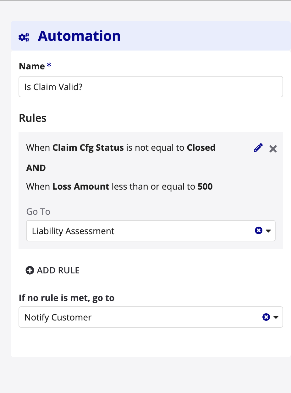 Automation rules with routing configuration