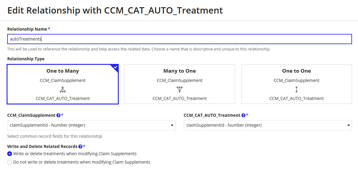 Adding treatment relationship to CCM_ClaimSupplement record