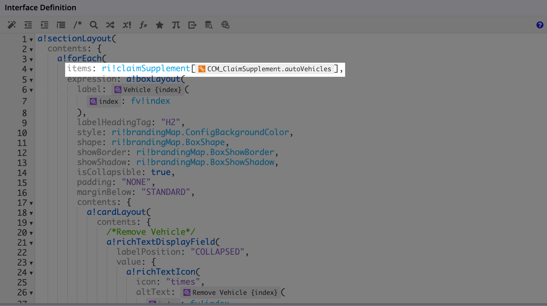 Vehicle create claim interface with autoVehicles mapping