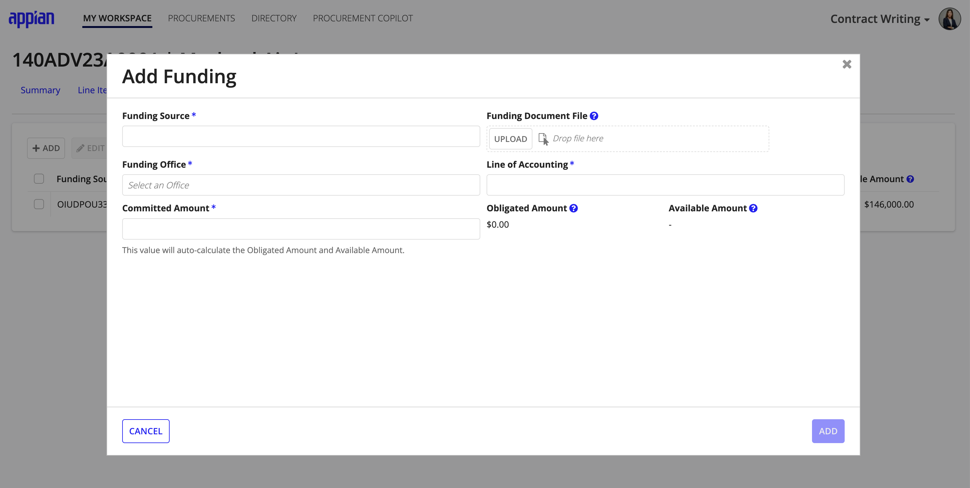 Add funding source to an award