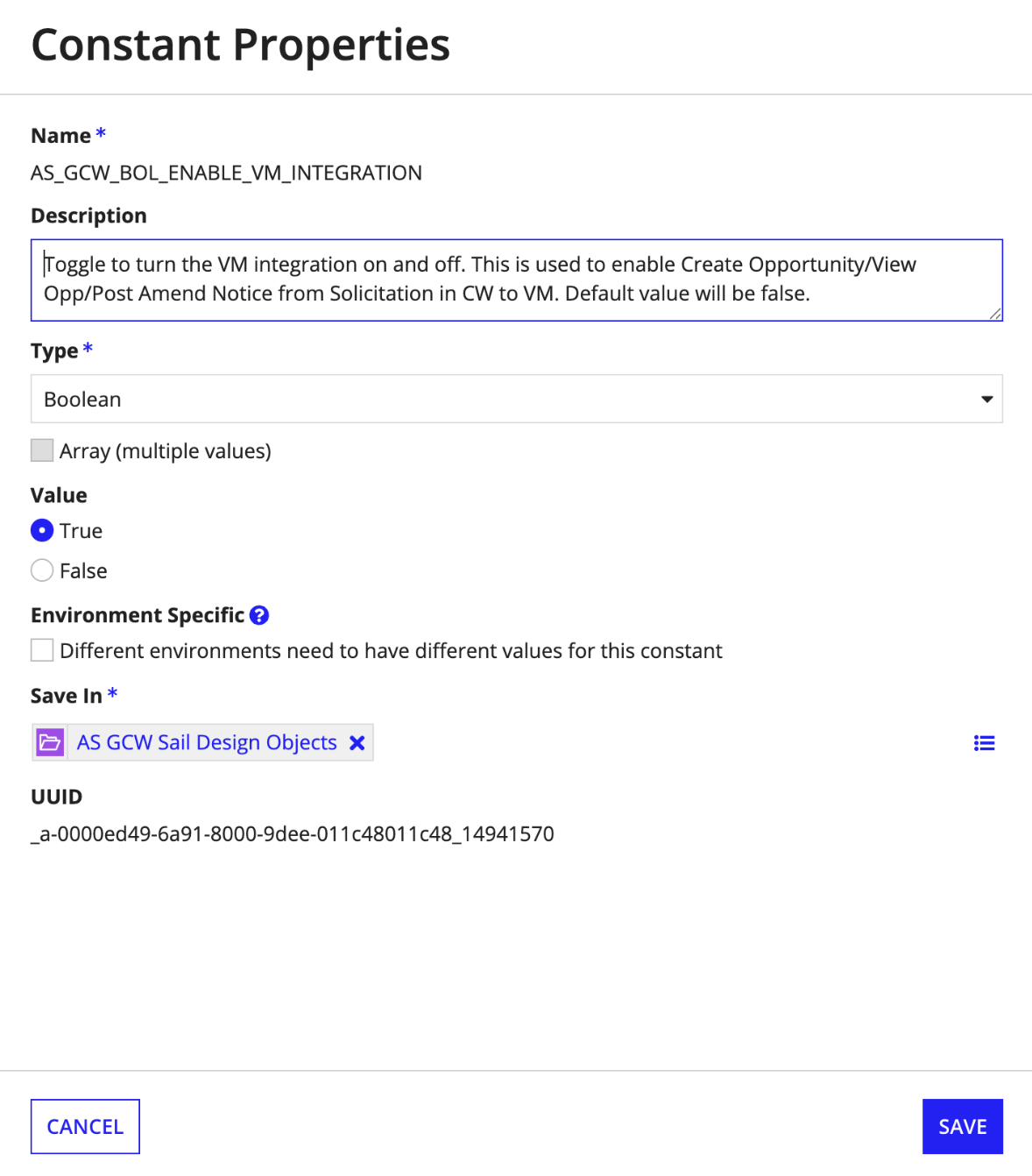 Enable the Vendor Management integration constant in Designer