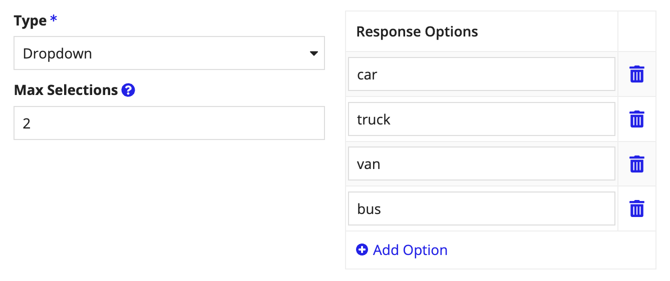 Dropdown question type allowing multiple answer selections