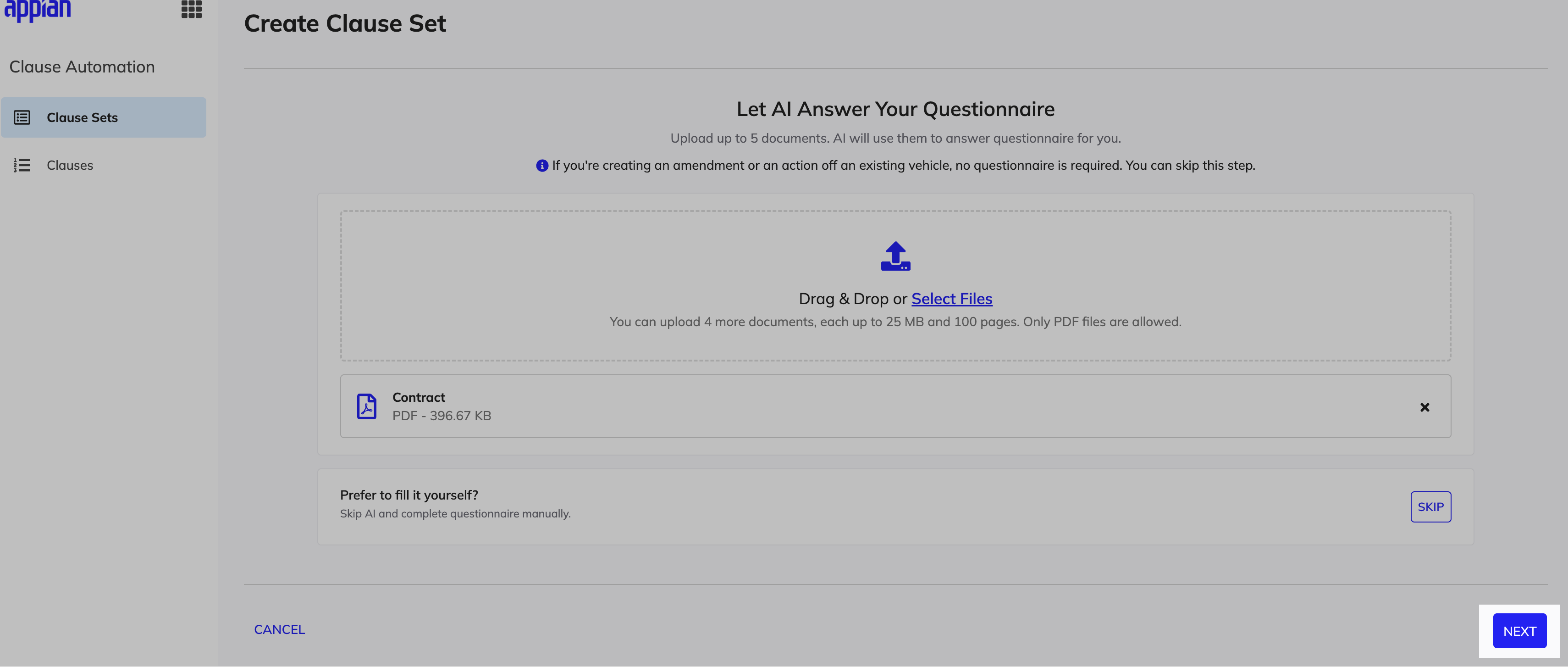 Upload documents for AI analysis