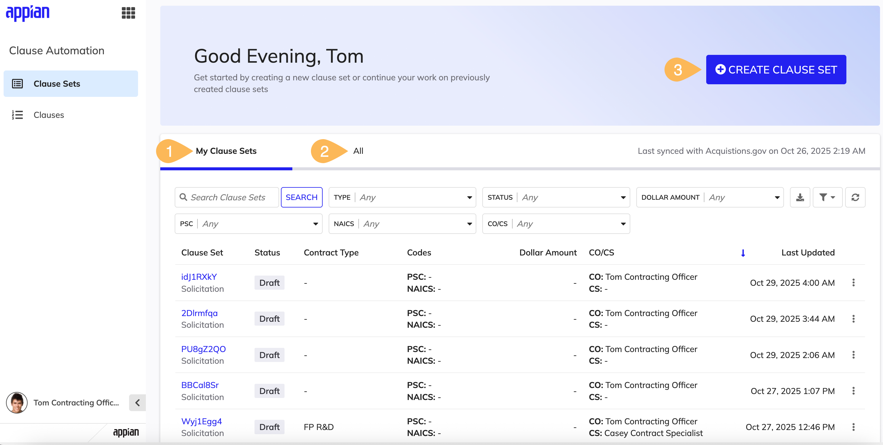 Home page in the GCA solution