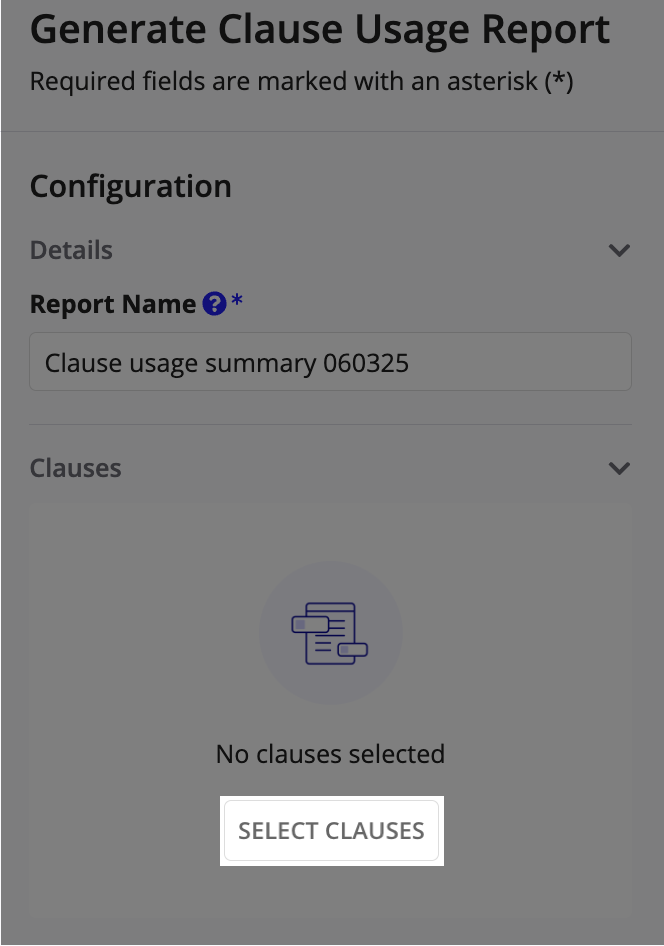 Select clauses button