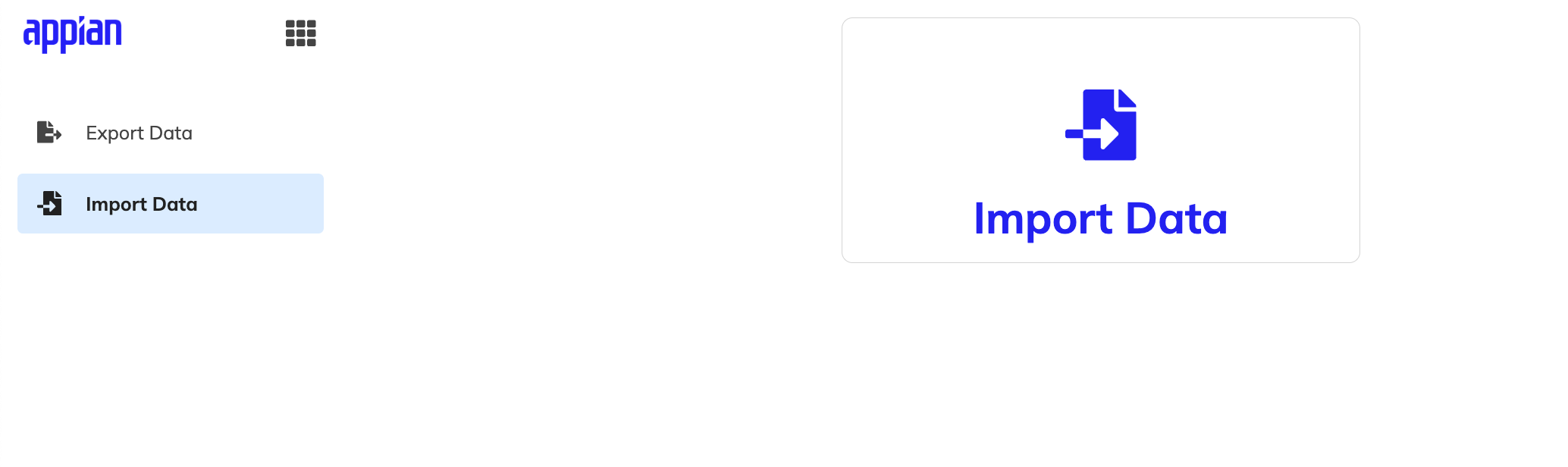 CEDM site navigation pane with the Import Data option selected
