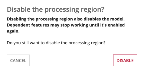 Confirmation modal warning.