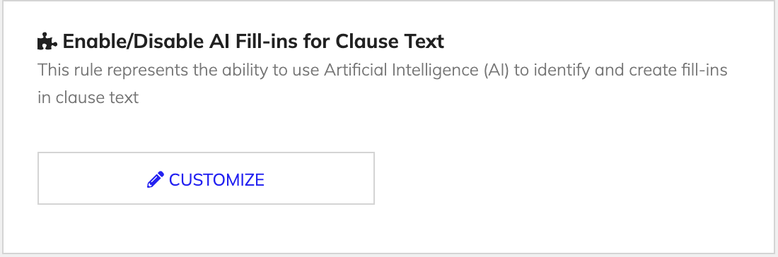 Enable or disable AI fill-ins for clause text