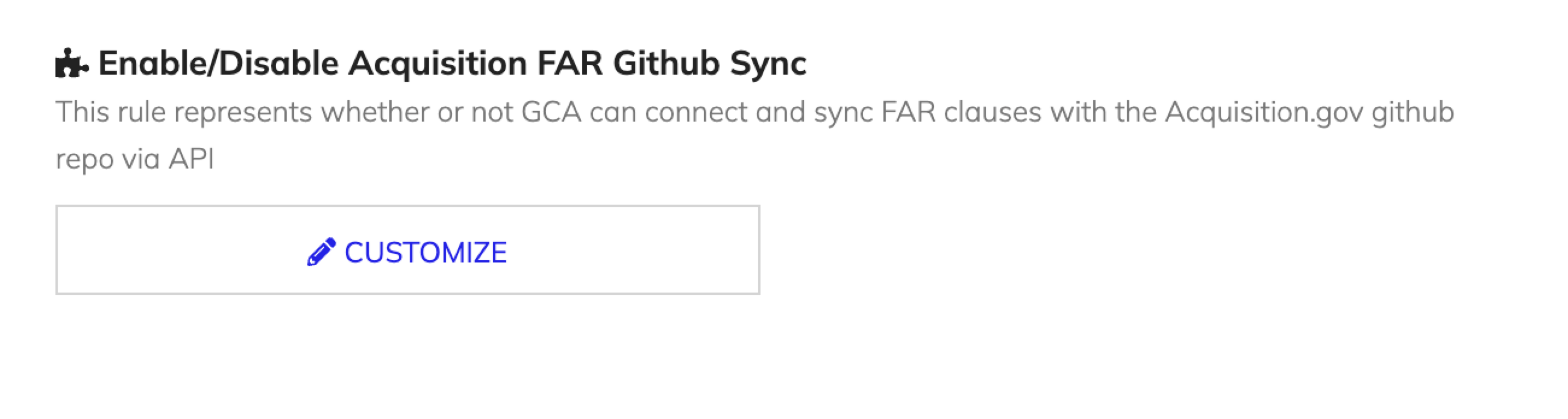 Enable or disable FAR acquisition github sync