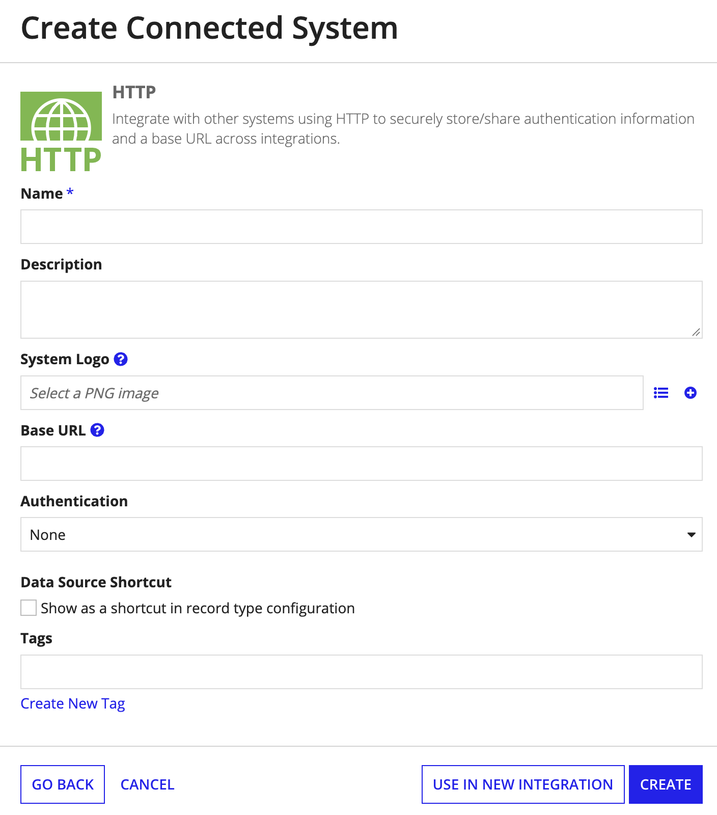 screenshot of an HTTP connected system object