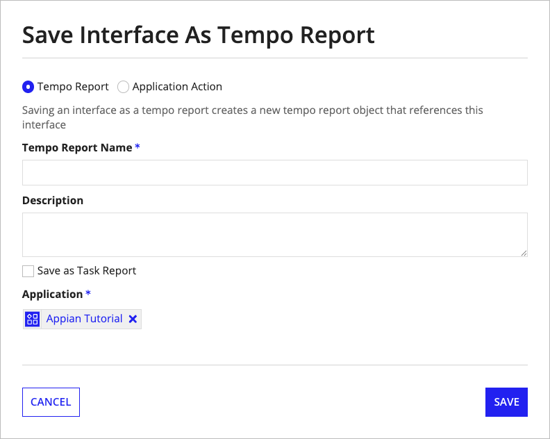 /interface object save interface as report