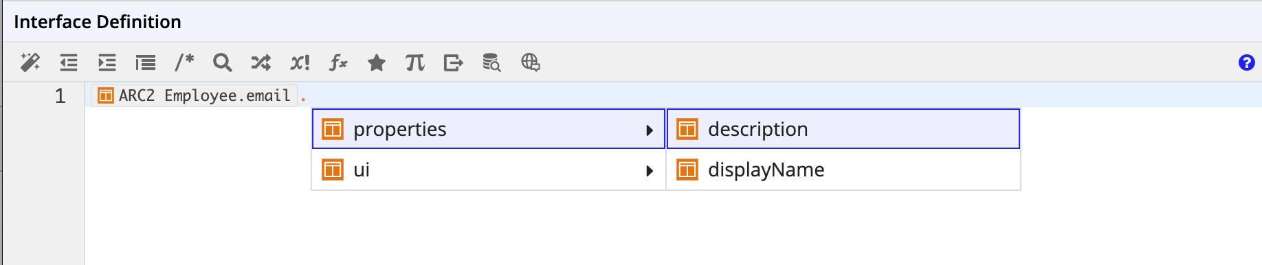 screenshot showing the reference for record field metadata and UIs