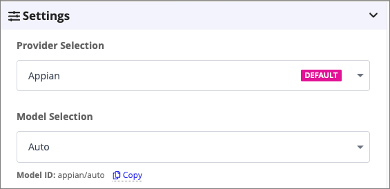 The Auto option for AI skills that dynamically routes executions to the best available Appian recommended model.