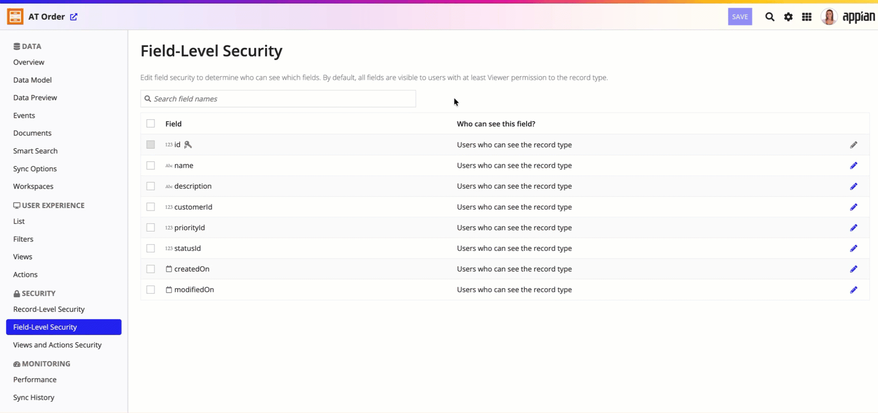 Editing field-level security for multiple record type fields at once by selecting them and applying settings in a single step.