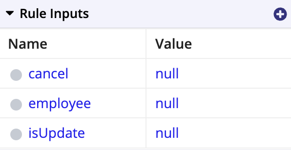 Rule inputs