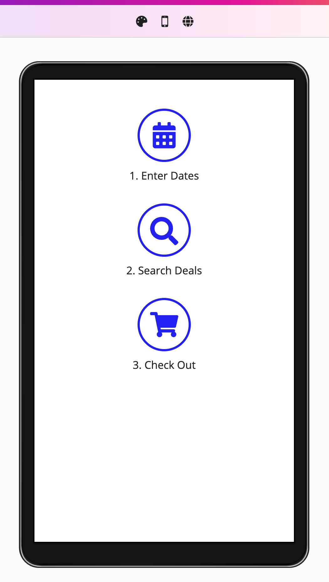 screenshot of the stamp steps pattern with the phone form factor