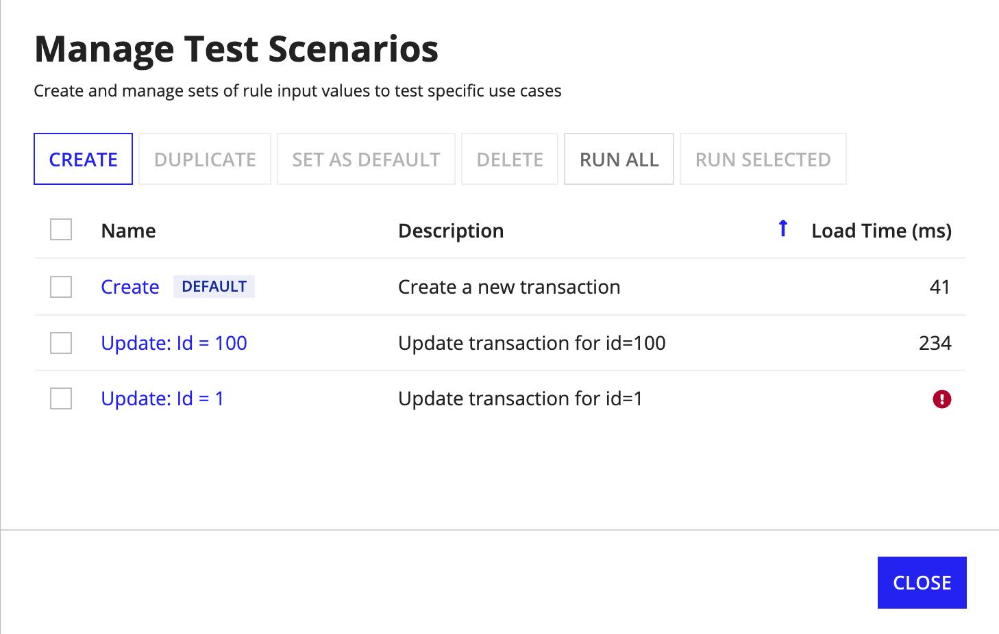 running test scenarios